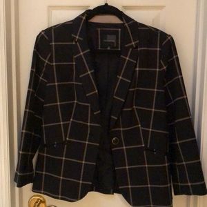 Black with camel window pane blazer